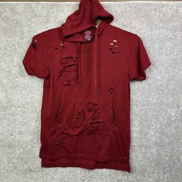 Bleecker and Mercer Red Short‎ Sleeve Hooded Shirt Distressed Size 3X - Picture 1 of 5